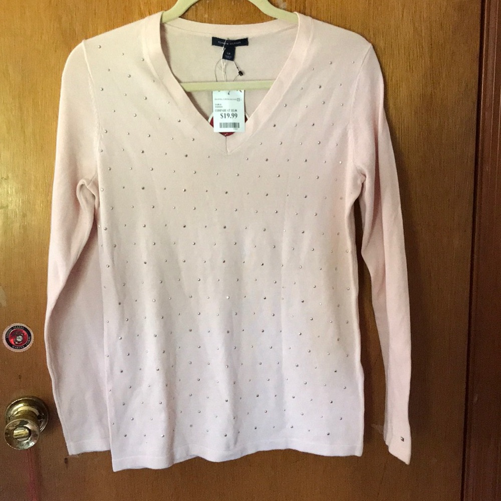 Pink jeweled sweater